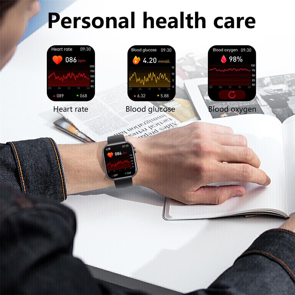 Zelara 2024 blood sugar Blood pressure heart frequency blood oxygen sleep monitoring waterproof smartwatch