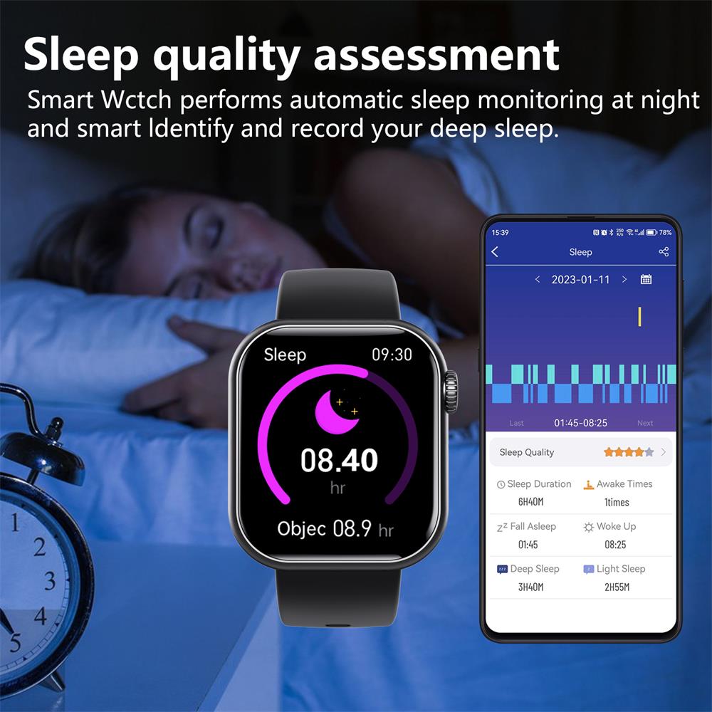 Zelara 2024 blood sugar Blood pressure heart frequency blood oxygen sleep monitoring waterproof smartwatch