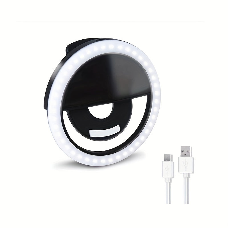 LED Selfie Ring Light with Rechargeable Battery – Perfect Circle Light for Makeup and Photography, Compatible with Phones and Computers