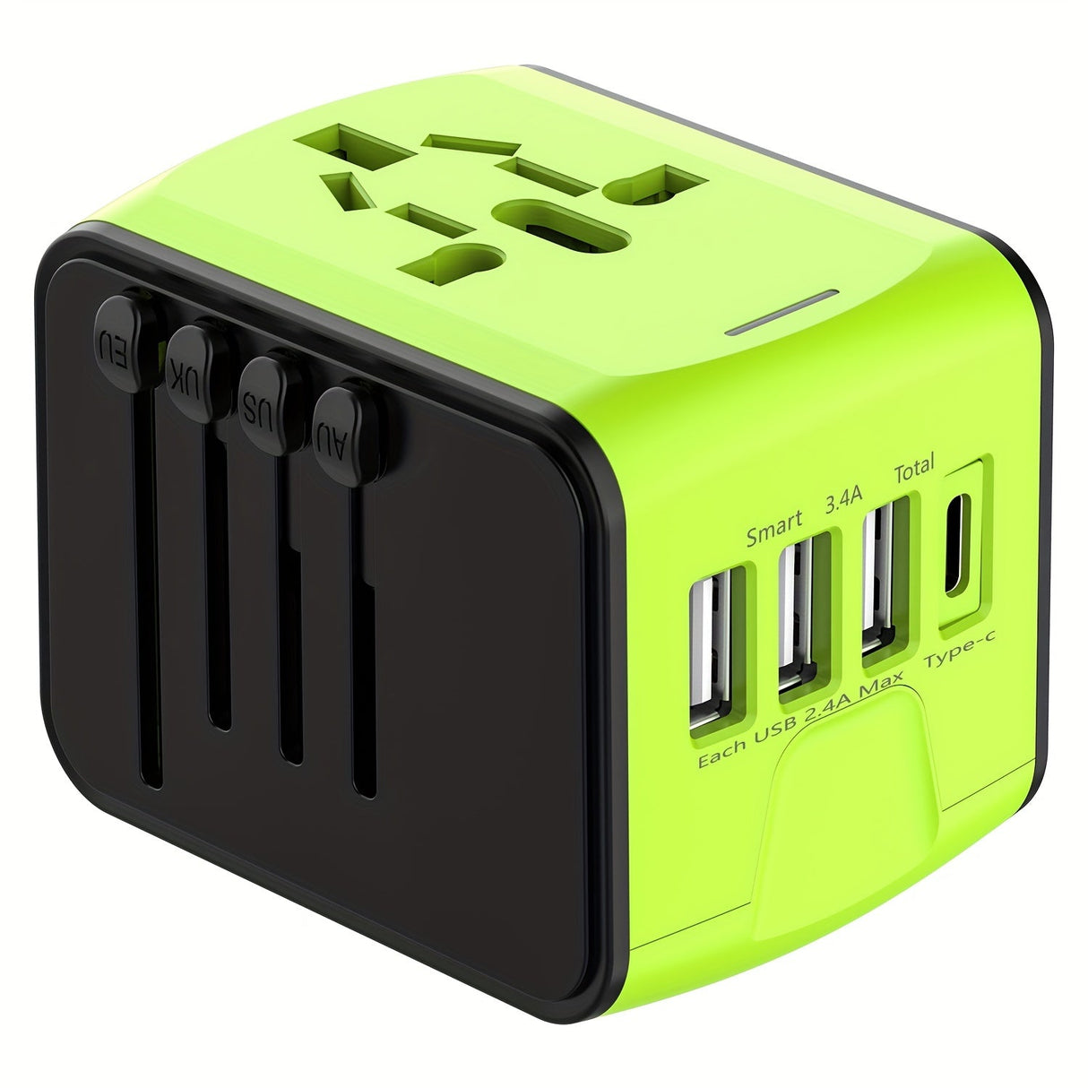 Universal Travel Adapter with 4 USB Ports and Type-C – Global Compatibility, Fast Charging Safety Features