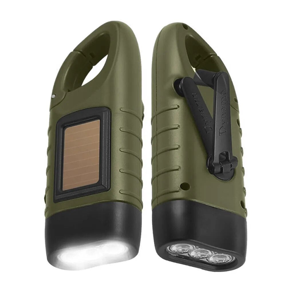 Solar-Powered Waterproof Flashlight with Manual Charging – Compact Emergency LED Light for Outdoor and Home Use