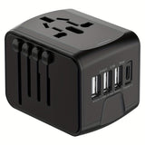 Universal Travel Adapter with 4 USB Ports and Type-C – Global Compatibility, Fast Charging Safety Features
