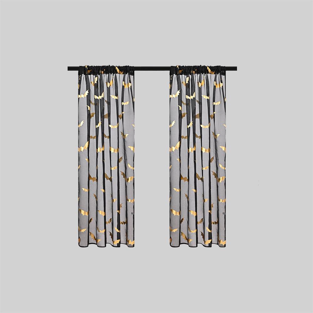 ShadowWings – Sheer Curtains with Bat Pattern