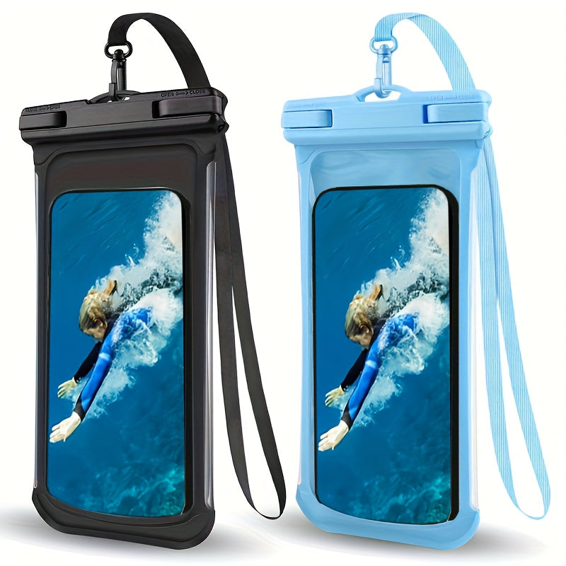 Waterproof Phone Pouch with Neck Strap for Beach and Travel – Durable PVC Smartphone Case for 20-32 cm Devices