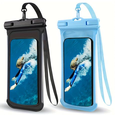 Waterproof Phone Pouch with Neck Strap for Beach and Travel – Durable PVC Smartphone Case for 20-32 cm Devices