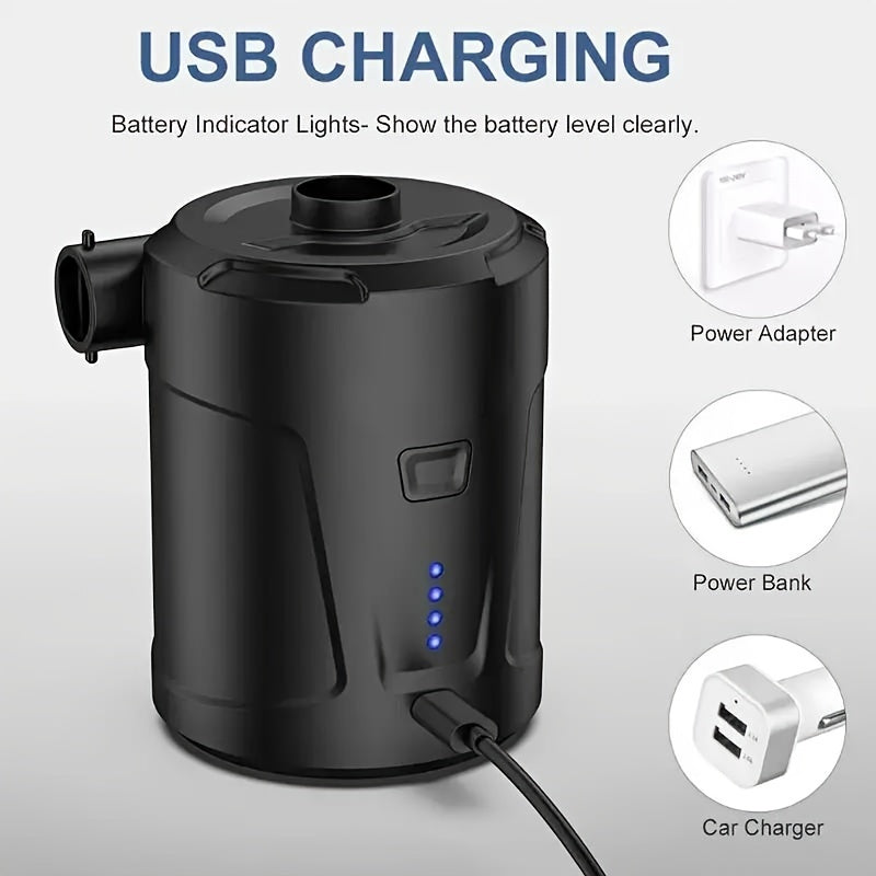 Rechargeable Wireless Mini Electric Air Pump - Lightweight USB Pump for Outdoor Use, Inflates Air Beds and More
