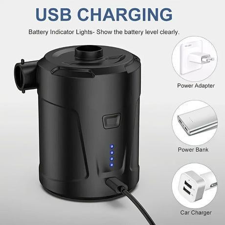 Rechargeable Wireless Mini Electric Air Pump - Lightweight USB Pump for Outdoor Use, Inflates Air Beds and More