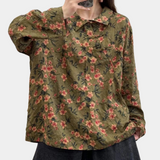 Women's  Olive Green Cotton Floral Shirt