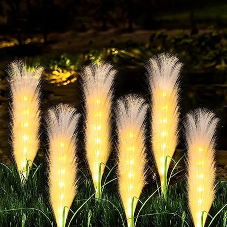 Solar Fiber Reed Outdoor Lights - Durable Solar Garden Lights for Path & Terrace