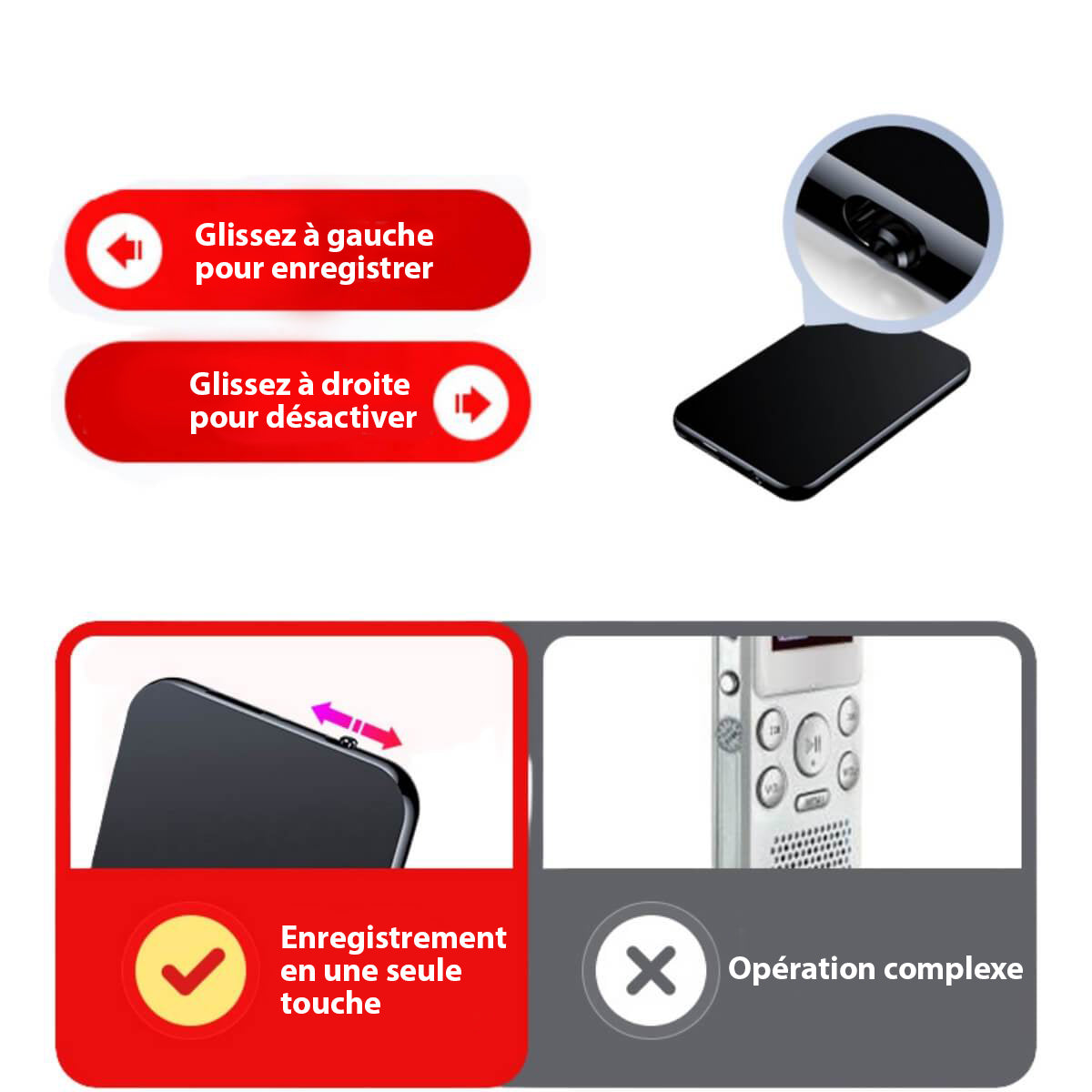 Mini Professional Spy Microphone Recorder – Ultra-Slim Design, 50 Hours Battery Life, High-Quality Sound for Discreet Audio Capture