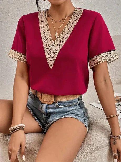 Women's Going Out Top Cotton V-Neck