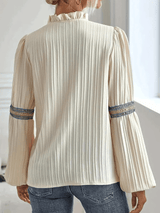 Women's Long Sleeve Blouse White Lightweight Elegant Top