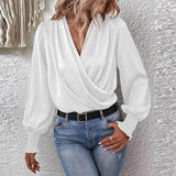 Women's Long Sleeve Blouse Cotton Puff Sleeve Top