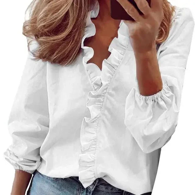 Women's Blouse Soft Fabric Puff Sleeve Top