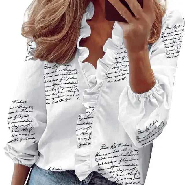 Women's Blouse Soft Fabric Puff Sleeve Top