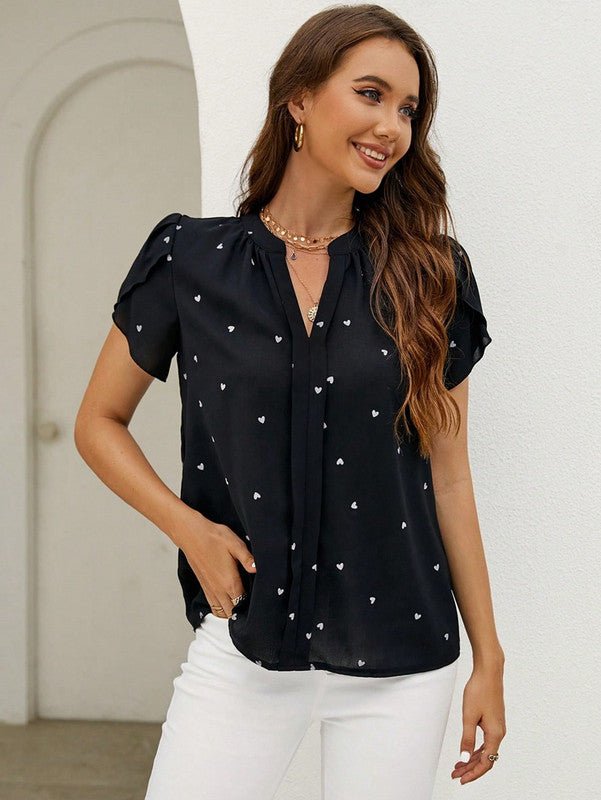 Women's Blouse Cotton Heart Print