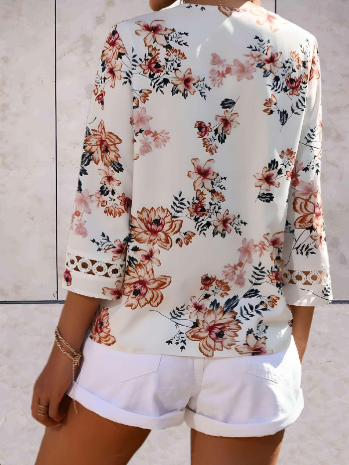 Women's Blouse Floral Pattern Lightweight V-Neck