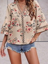 Women's Blouse Floral Pattern Lightweight V-Neck