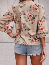 Women's Blouse Floral Pattern Lightweight V-Neck