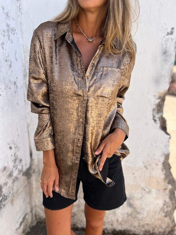 Women's Metallic Shirt Polyester