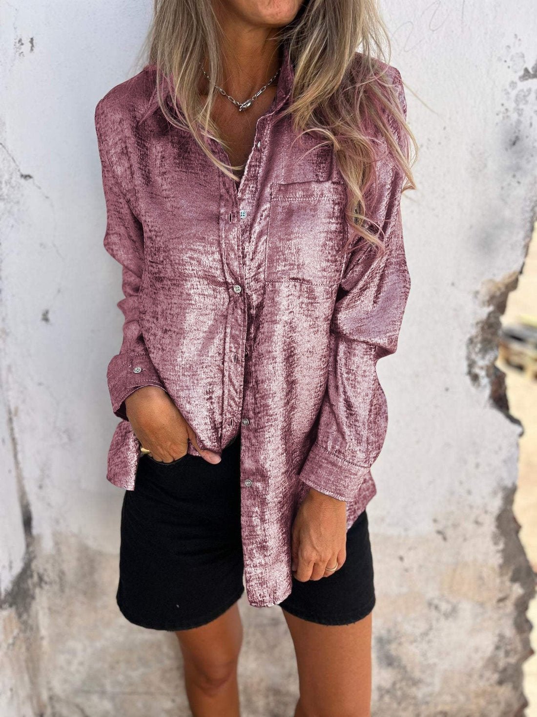 Women's Metallic Shirt Polyester