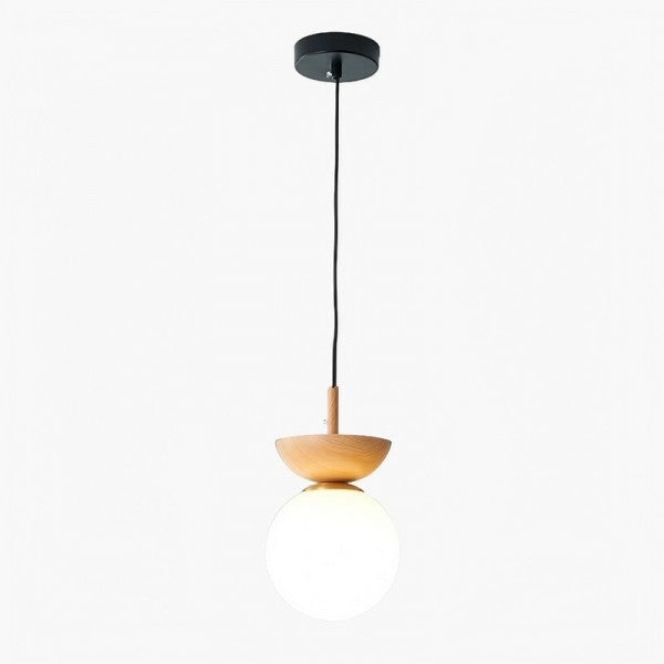 TimberLuxe - Elegant Half-Wood Pendant Light