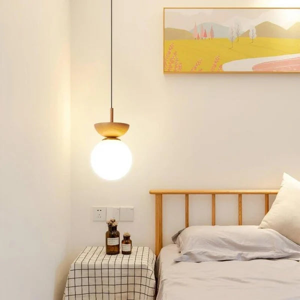TimberLuxe - Elegant Half-Wood Pendant Light