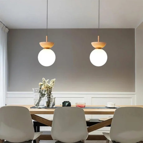 TimberLuxe - Elegant Half-Wood Pendant Light