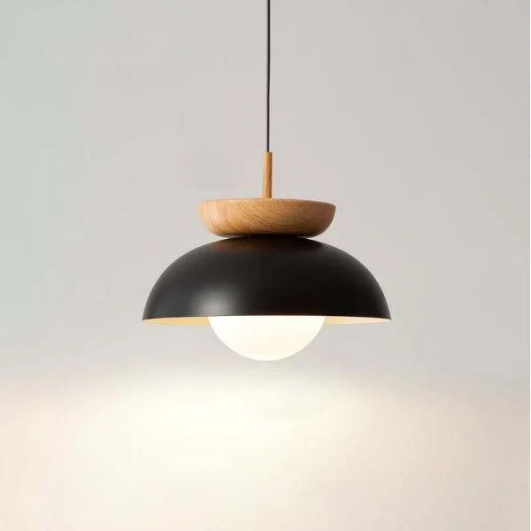 TimberLuxe - Elegant Half-Wood Pendant Light