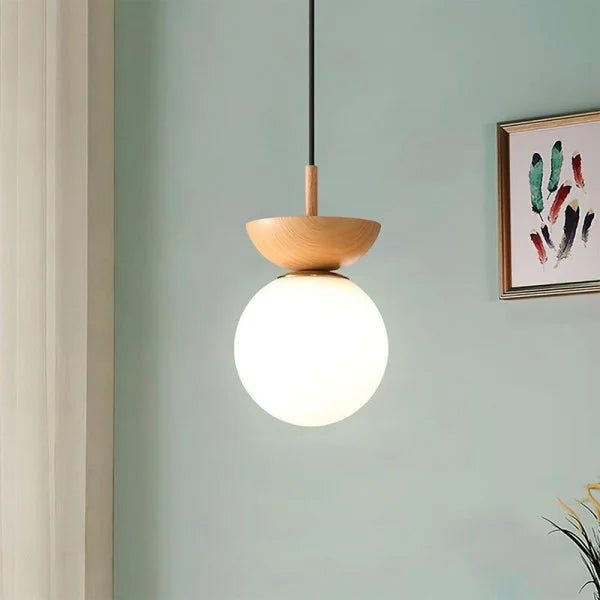 TimberLuxe - Elegant Half-Wood Pendant Light