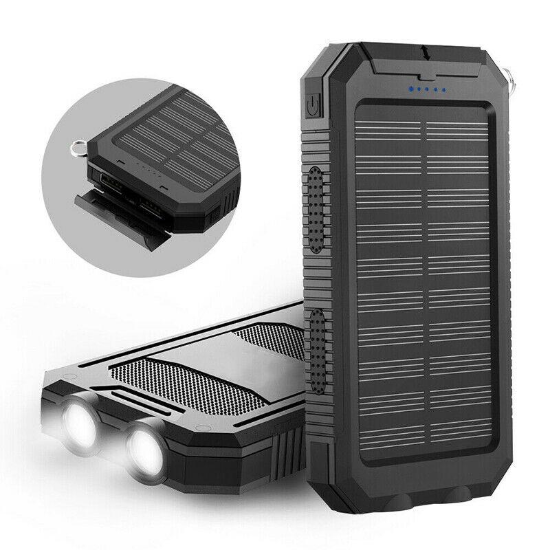 500000mAh Waterproof Solar Power Bank with Dual USB Ports and LED Flashlight - Best Portable Charger for Outdoor Use