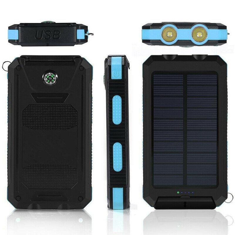 500000mAh Waterproof Solar Power Bank with Dual USB Ports and LED Flashlight - Best Portable Charger for Outdoor Use