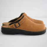 Classic Leather Clogs for Women with Adjustable Buckle – Comfortable Closed Toe Footwear