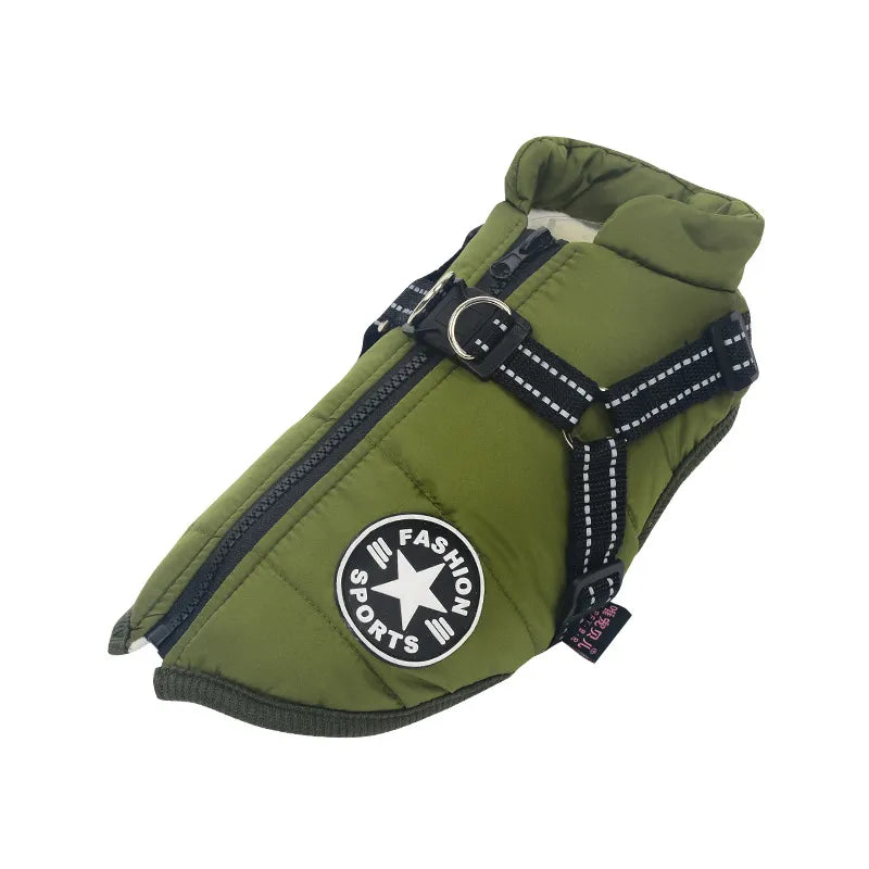 Waterproof Dog Coat with Built-in Harness – Warm, Weather-Resistant Dog Jacket for All Breeds