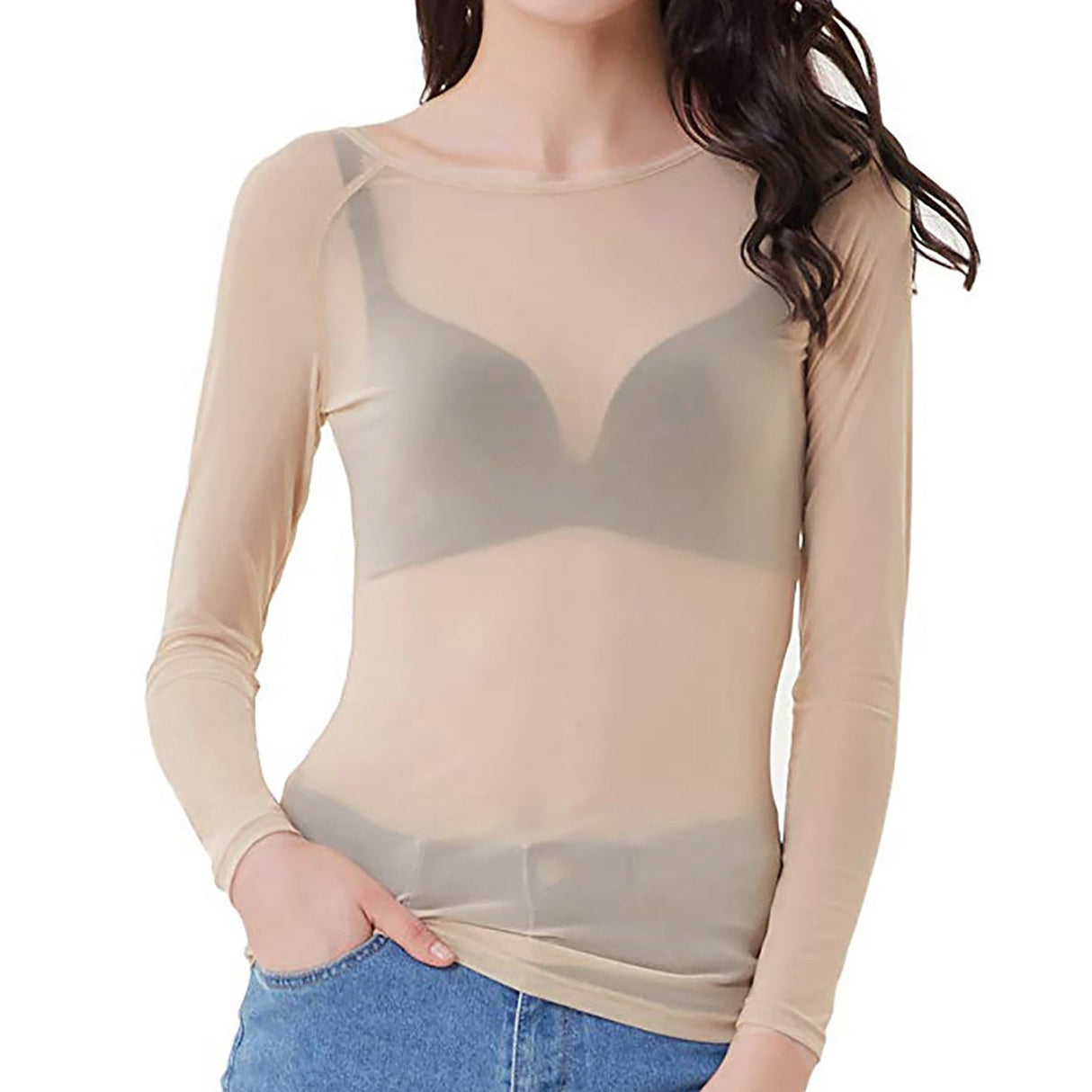 VeilCharm – Transparent Long-Sleeve Top
